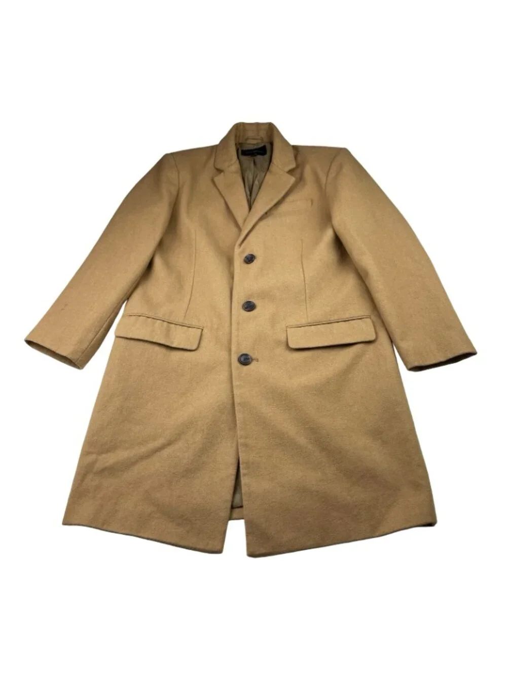 Banana Republic Men's Wool Blend 3-Button Trench Overcoat Khaki/Tan • Large